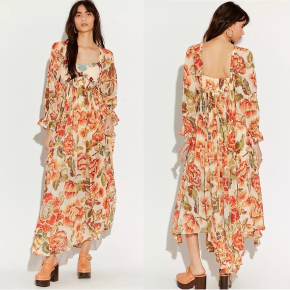 Free People Ethereal Bohemian Renaissance Timeless Tapestry Maxi Dress XL NWT - Picture 3 of 17
